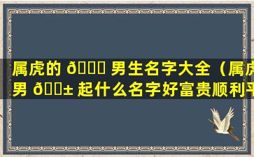 属虎的 🐞 男生名字大全（属虎男 🐱 起什么名字好富贵顺利平安）